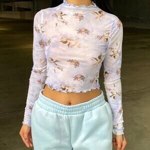 Publik Light Blue Cherub Angels Sheer Lettuce hem edges Fairy Y2K Ethereal Med